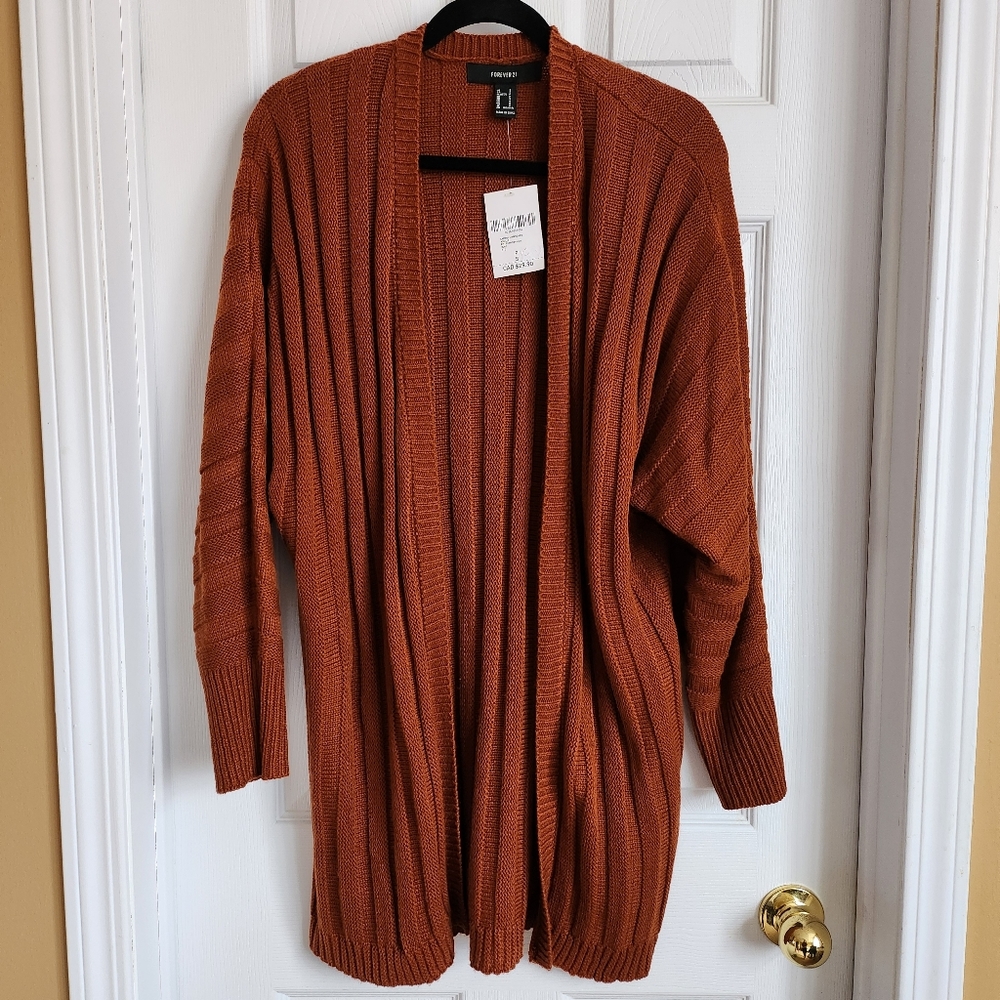 Forever 21 burnt orange fall cardigan small,  fits xs-medium